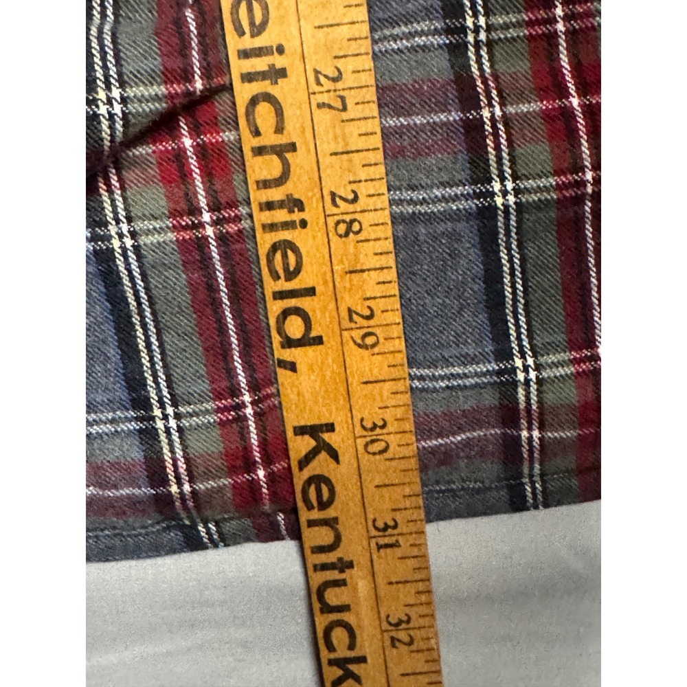 LL Bean Mens Large Tall Slightly Fitted Plaid Flannel Shirt Grey Red 298168 - Picture 6 of 7